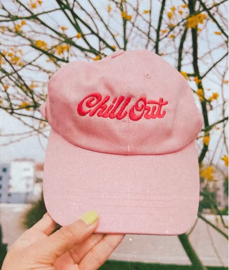 Chill Out Pink Embroidered Hat | Self-care - Slow Living