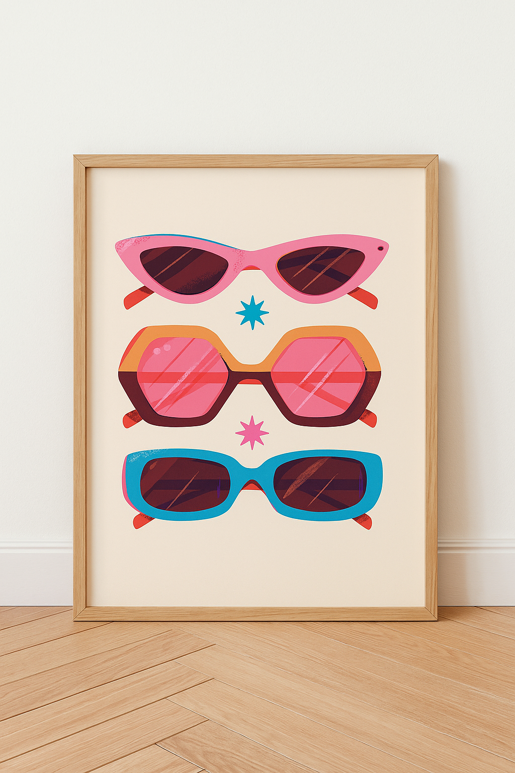 Retro Sunnies  12x16" Poster – Colorful Print - Summer Sunglasses Wall Art